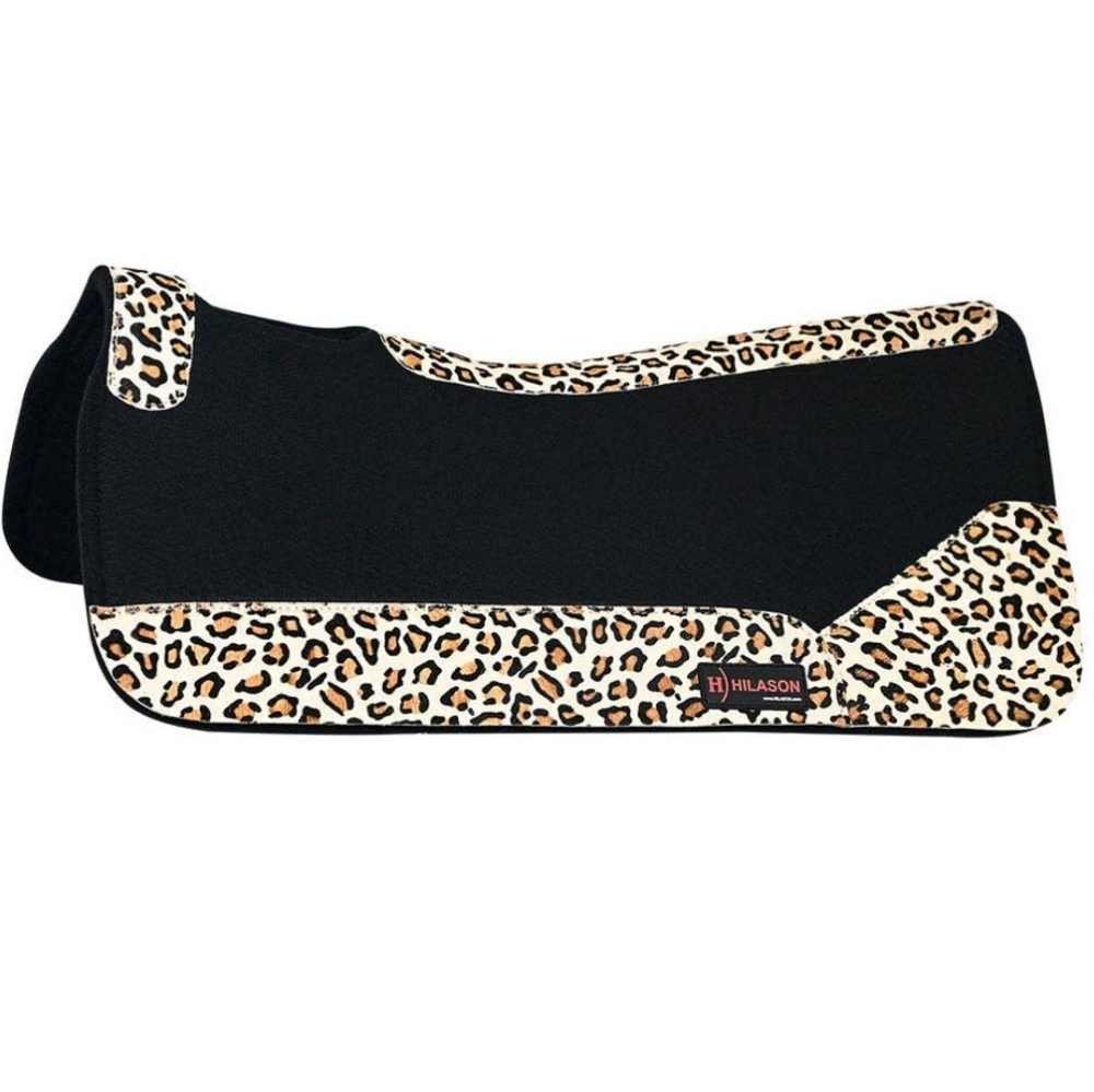 Wool Felt Saddle Pad Cheetah Print Hair on Leather